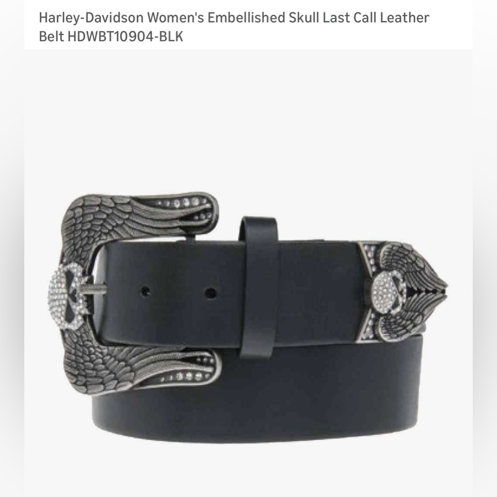 Harley-Davidson® Willie G. Genuine Cowhide Women’s Bling Belt- Large 💀 - Picture 2 of 16
